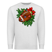 Oatmeal Heather american football christmas with lights and ribbon Premium Sweatshirt - FaDigitalArtStudio