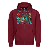 Burgundy it's a good day to teach tiny humans Zipper Hoodie - OliviaCreatesArt