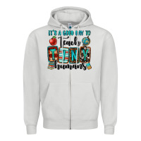 Dove Grey it's a good day to teach tiny humans Zipper Hoodie - OliviaCreatesArt