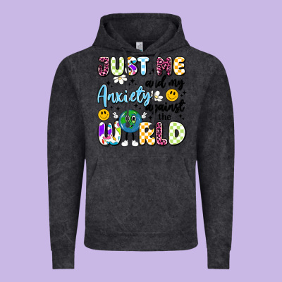 Just Me And My Anxiety Against The World Vintage Hoodie Designed By Artiststas