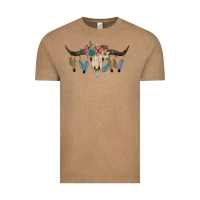 Vintage Coffee Texas Longhorn Bull Skull Vintage Tee - JahusDesignShop