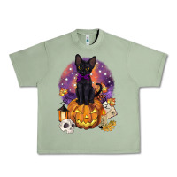 Oil Green halloween black cat pumpkin Urban Heavy Tee - BarkalooDesign