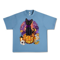 Pebble Blue halloween black cat pumpkin Urban Heavy Tee - BarkalooDesign