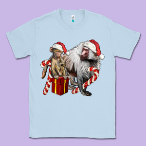 Christmas Baboon Baby And Mama Classic Tee Designed By Lillyallendesigns