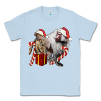 Dusty Blue Christmas Baboon Baby And Mama Classic Tee - LillyAllenDesigns