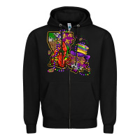 Black mardi gras louisiana map Zipper Hoodie - OliviaCreatesArt