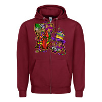 Burgundy mardi gras louisiana map Zipper Hoodie - OliviaCreatesArt