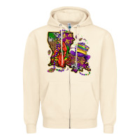 Sandshell mardi gras louisiana map Zipper Hoodie - OliviaCreatesArt