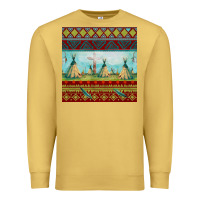 Antique Gold teepe tent dreamcatcher totem pole seamless patter Premium Sweatshirt - FaDigitalArtStudio
