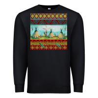 Black teepe tent dreamcatcher totem pole seamless patter Premium Sweatshirt - FaDigitalArtStudio