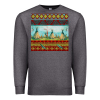 Charcoal Heather teepe tent dreamcatcher totem pole seamless patter Premium Sweatshirt - FaDigitalArtStudio