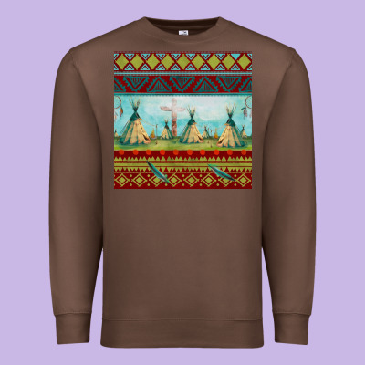 Teepe Tent Dreamcatcher Totem Pole Seamless Patter Premium Sweatshirt Designed By Fadigitalartstudio