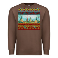 Chestnut teepe tent dreamcatcher totem pole seamless patter Premium Sweatshirt - FaDigitalArtStudio