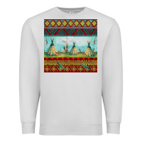 Dove Grey teepe tent dreamcatcher totem pole seamless patter Premium Sweatshirt - FaDigitalArtStudio