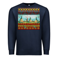 Navy teepe tent dreamcatcher totem pole seamless patter Premium Sweatshirt - FaDigitalArtStudio