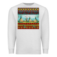 Oatmeal Heather teepe tent dreamcatcher totem pole seamless patter Premium Sweatshirt - FaDigitalArtStudio