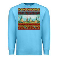 Ocean Blue teepe tent dreamcatcher totem pole seamless patter Premium Sweatshirt - FaDigitalArtStudio
