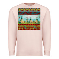 Pale Pink teepe tent dreamcatcher totem pole seamless patter Premium Sweatshirt - FaDigitalArtStudio