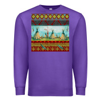Purple teepe tent dreamcatcher totem pole seamless patter Premium Sweatshirt - FaDigitalArtStudio