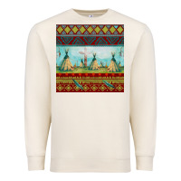 Sandshell teepe tent dreamcatcher totem pole seamless patter Premium Sweatshirt - FaDigitalArtStudio