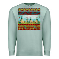 Seafoam teepe tent dreamcatcher totem pole seamless patter Premium Sweatshirt - FaDigitalArtStudio