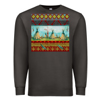 Smoke teepe tent dreamcatcher totem pole seamless patter Premium Sweatshirt - FaDigitalArtStudio