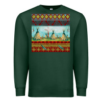 Sports Green teepe tent dreamcatcher totem pole seamless patter Premium Sweatshirt - FaDigitalArtStudio