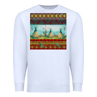 White teepe tent dreamcatcher totem pole seamless patter Premium Sweatshirt - FaDigitalArtStudio