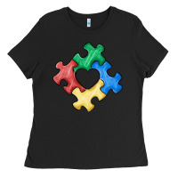 Black autism puzzle Ladies Tee - MaliasSmallBusiness