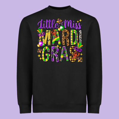 Little Miss Mardi Gras Heavyweight Sweatshirt Designed By Howdyjamesfarm