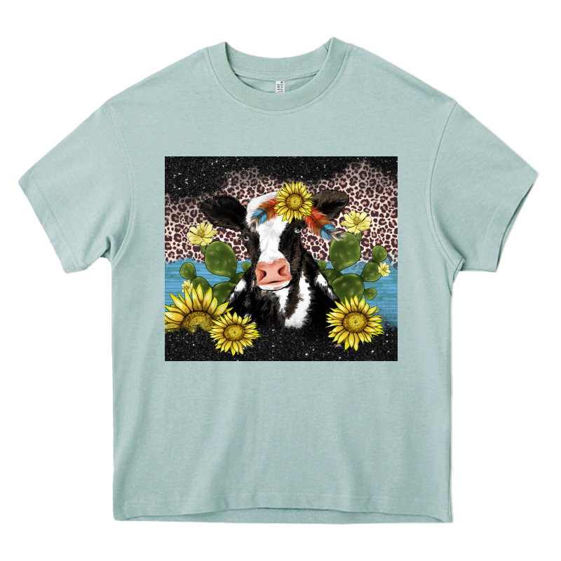 Cow Cactus And Sunflower Heavy Core Tee by AdoDesignShop | Teevron
