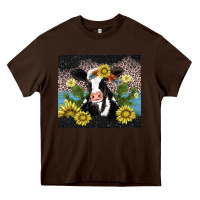Chocolate Brown cow cactus and sunflower Heavy Core Tee - AdoDesignShop