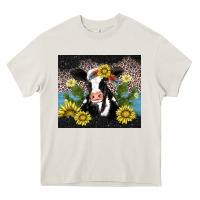 Cream cow cactus and sunflower Heavy Core Tee - AdoDesignShop