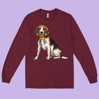 Beagle With Overflow Long Sleeve Tee Designed By Texasbilliewilder