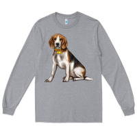 Heather Grey beagle with overflow Long Sleeve Tee - texasbilliewilder