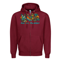 Burgundy peace love thunderbird Zipper Hoodie - OliviaCreatesArt