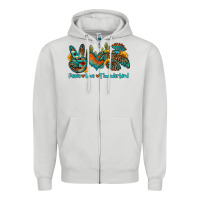 Dove Grey peace love thunderbird Zipper Hoodie - OliviaCreatesArt
