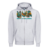 Heather Grey peace love thunderbird Zipper Hoodie - OliviaCreatesArt