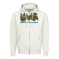 Oatmeal Heather peace love thunderbird Zipper Hoodie - OliviaCreatesArt