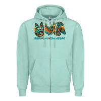 Seafoam peace love thunderbird Zipper Hoodie - OliviaCreatesArt