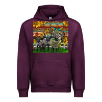 Mauve Wine Western Cute Hampshire Sheep Family Urban Hoodie - LillyAllenDesigns