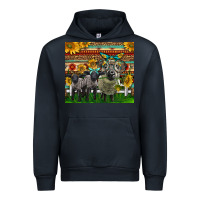 Navy Western Cute Hampshire Sheep Family Urban Hoodie - LillyAllenDesigns