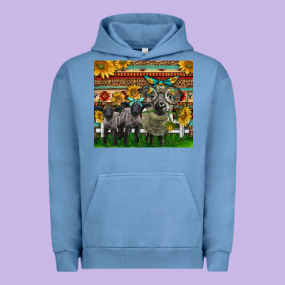 Western Cute Hampshire Sheep Family Urban Hoodie Designed By Lillyallendesigns