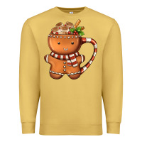 Antique Gold Gingerbread Cookie Man Hot Cocoa Coffee Premium Sweatshirt - FaDigitalArtStudio