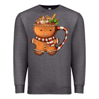 Charcoal Heather Gingerbread Cookie Man Hot Cocoa Coffee Premium Sweatshirt - FaDigitalArtStudio