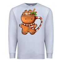 Heather Grey Gingerbread Cookie Man Hot Cocoa Coffee Premium Sweatshirt - FaDigitalArtStudio