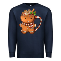 Navy Gingerbread Cookie Man Hot Cocoa Coffee Premium Sweatshirt - FaDigitalArtStudio
