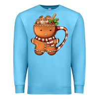 Ocean Blue Gingerbread Cookie Man Hot Cocoa Coffee Premium Sweatshirt - FaDigitalArtStudio