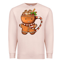 Pale Pink Gingerbread Cookie Man Hot Cocoa Coffee Premium Sweatshirt - FaDigitalArtStudio