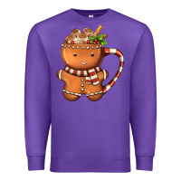 Purple Gingerbread Cookie Man Hot Cocoa Coffee Premium Sweatshirt - FaDigitalArtStudio